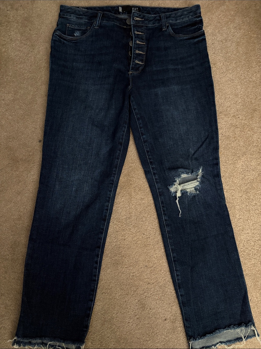 0003-Kut from the Kloth Dark Blue Reese ankle Straight Leg Jeans